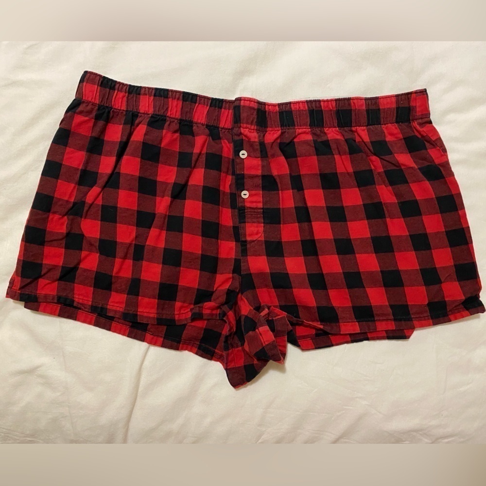PINK red buffalo plaid shorts